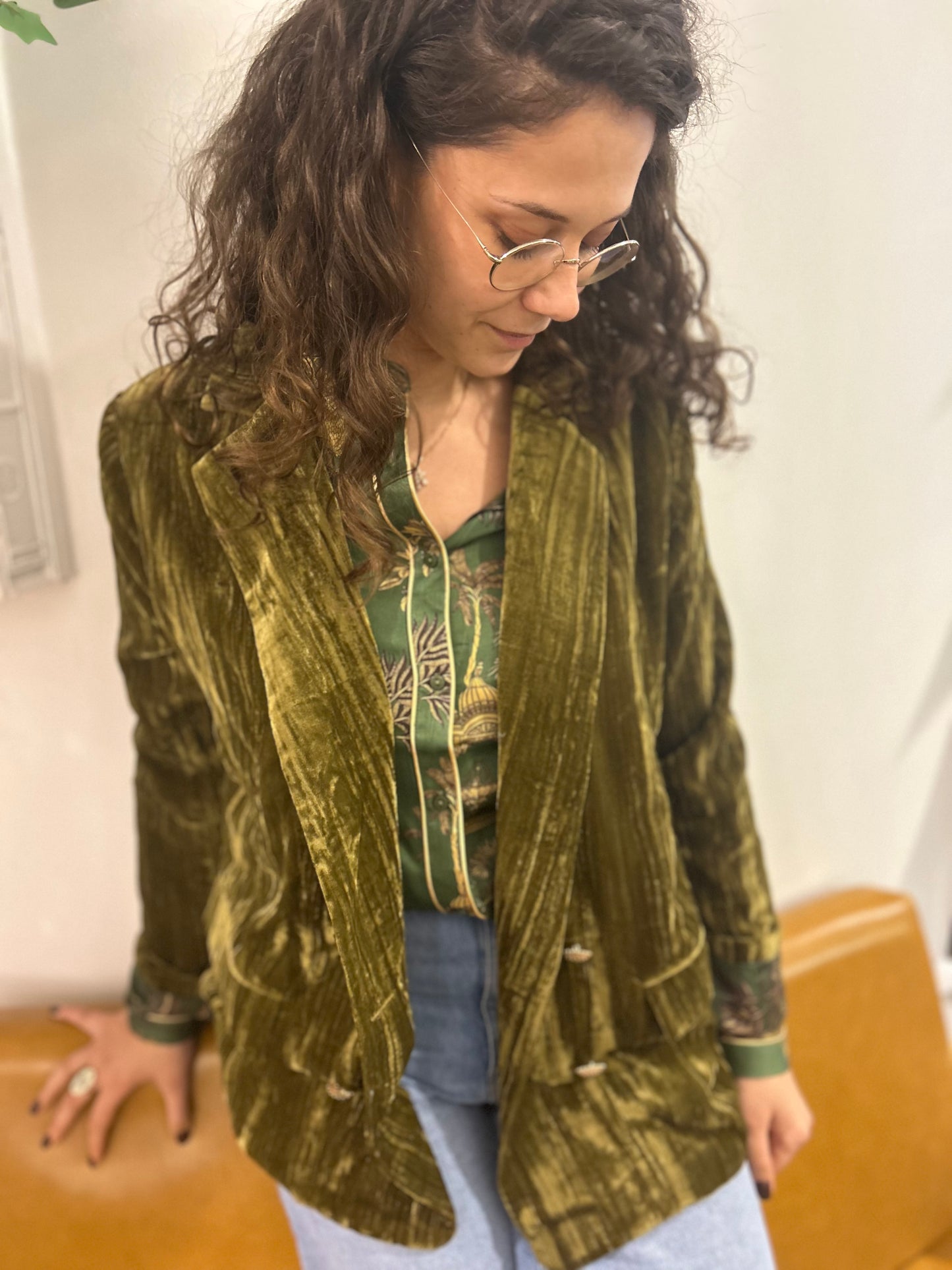 Veste kaki en velours lisse Wild