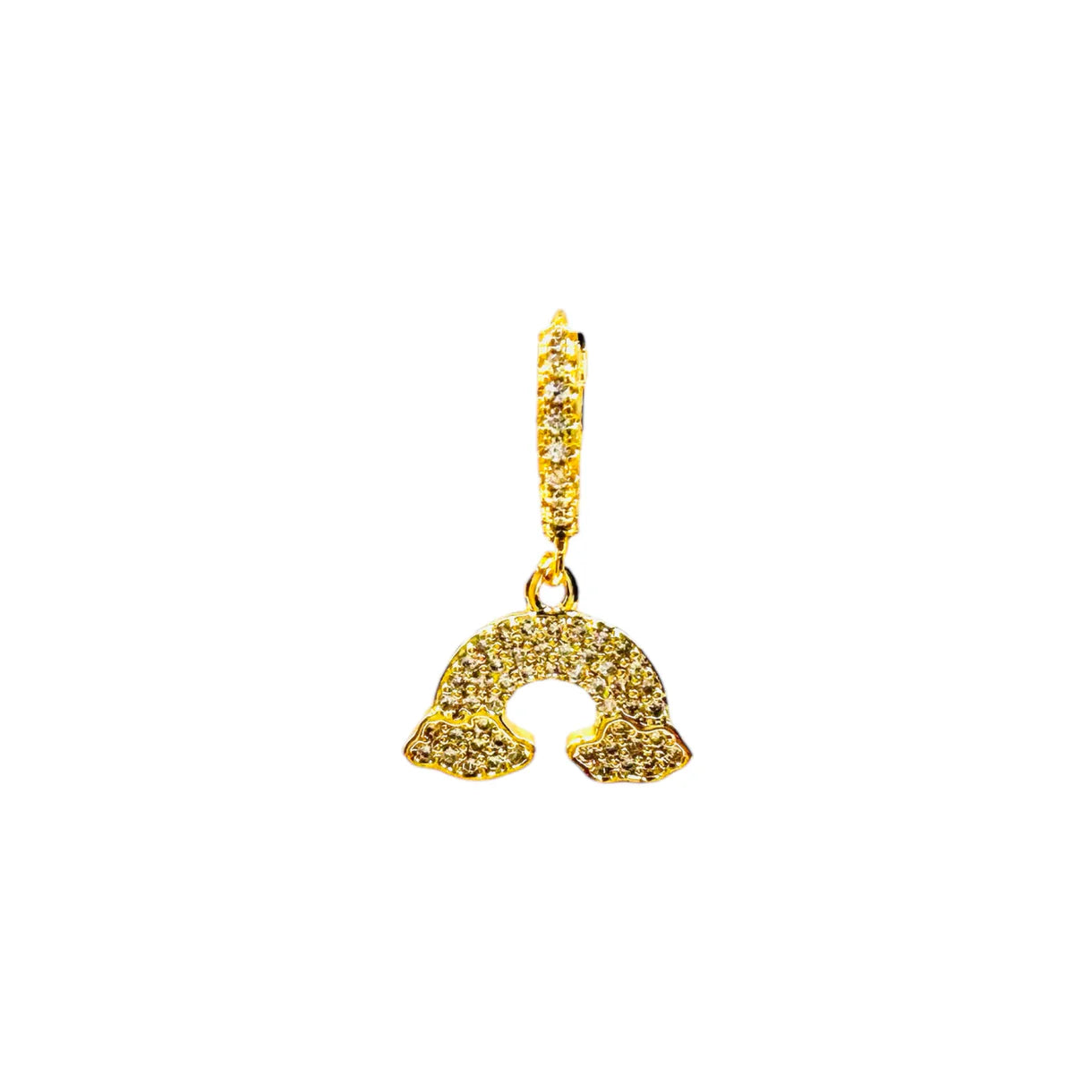 Boucle d'oreille arc-en-ciel à strass dorés
