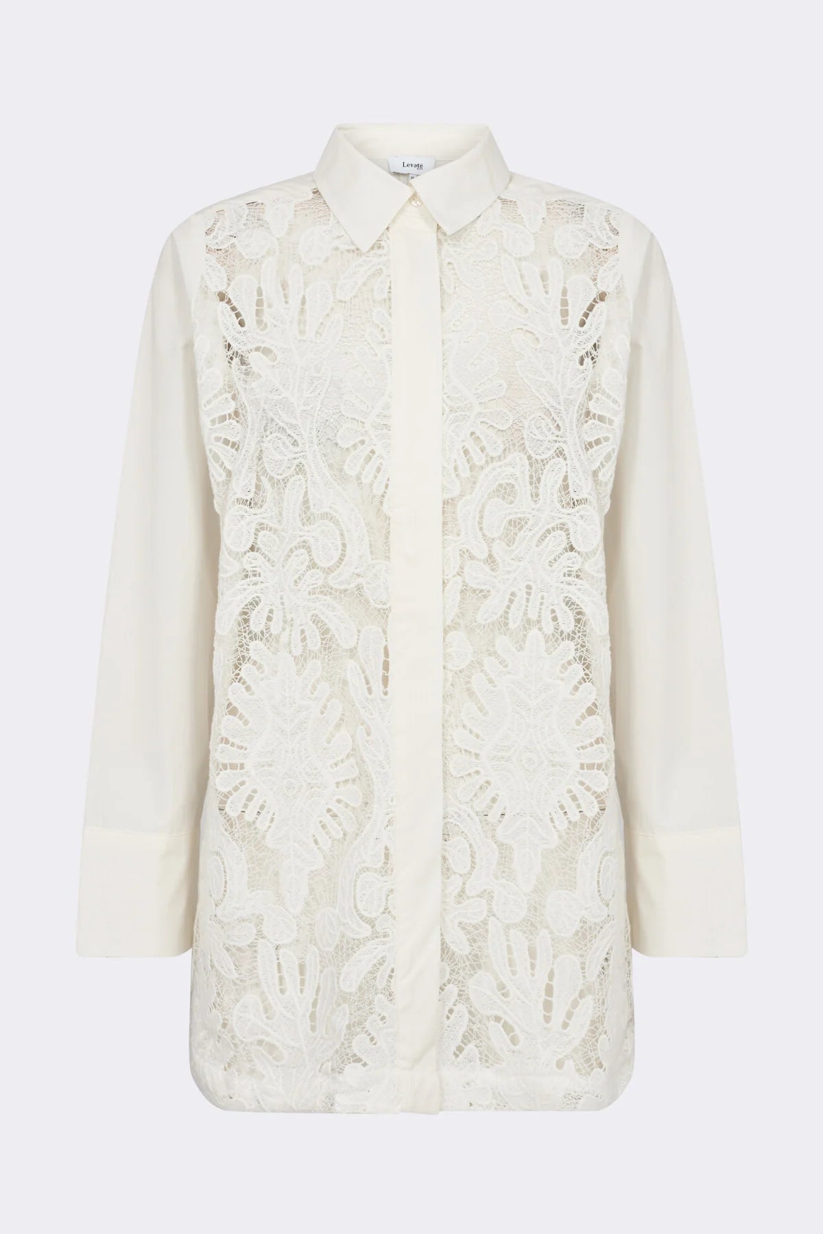 Chemise femme en coton blanc avec devant en dentelle Levete Room