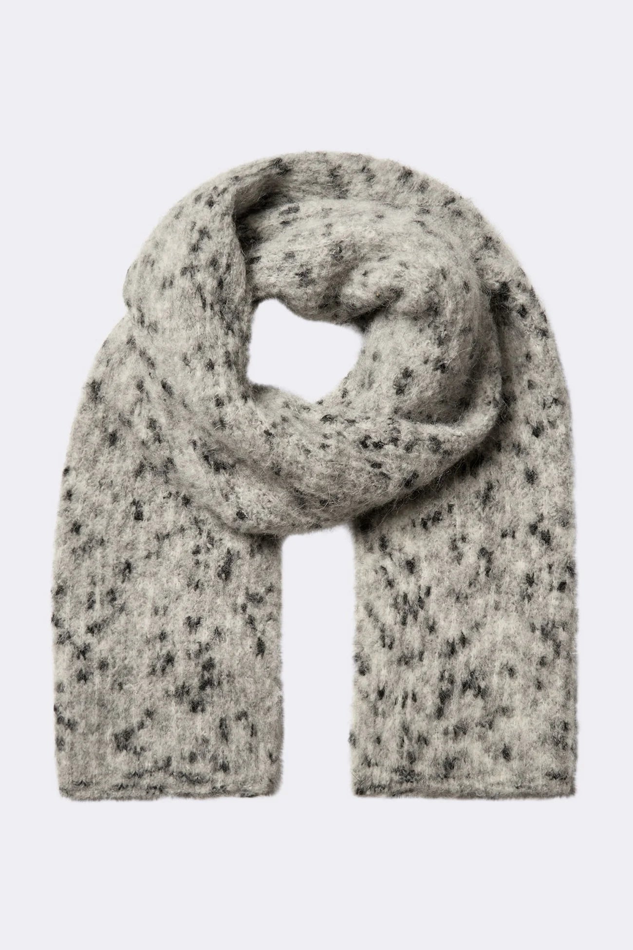 Echarpe en mailles, douce gris chiné et noir boutique femme Virton