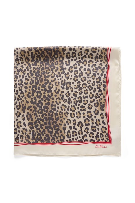 Foulard Culture imprimé léopard et bords rouges, accessoire pour femme Virton Luxembourg