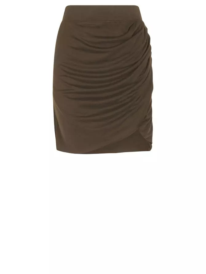 Mini jupe kaki drapée et stretch Dante6