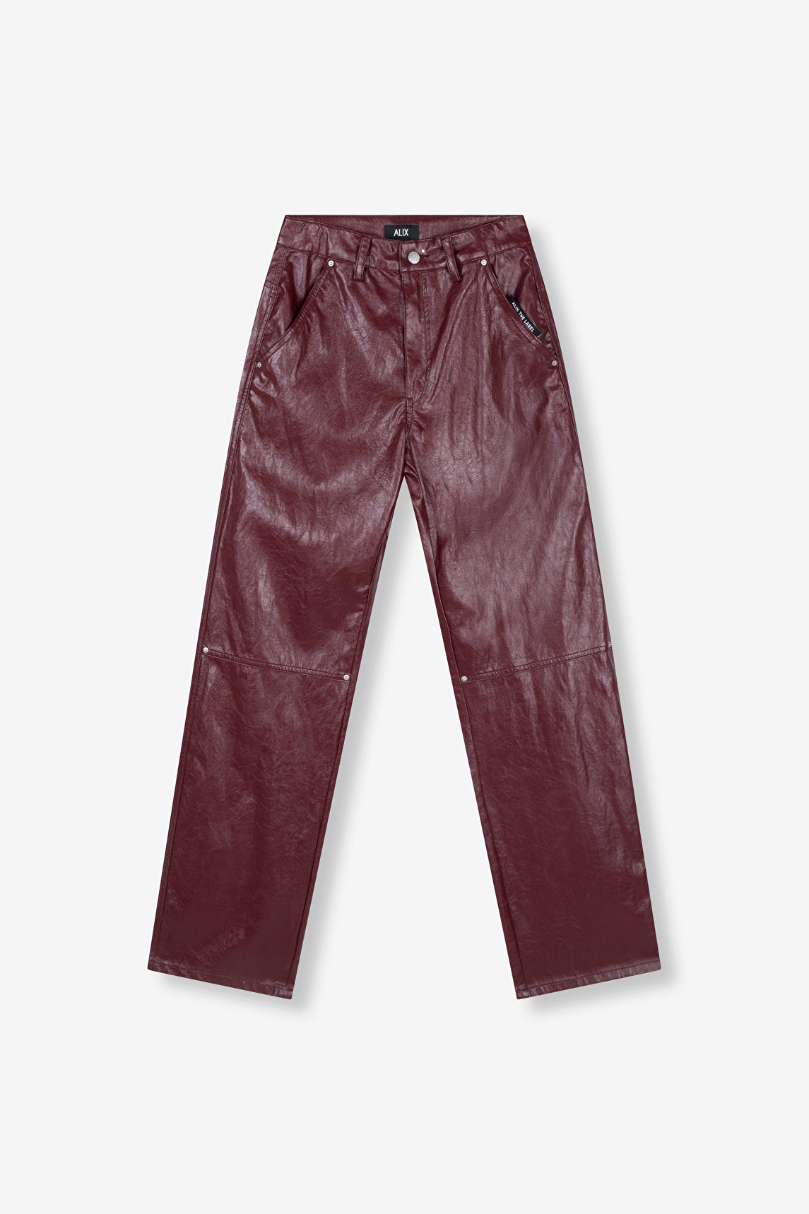 Pantalon Faux Leather botdeaux en simili cuir craquelé avec coupe droite et détails ALIX.