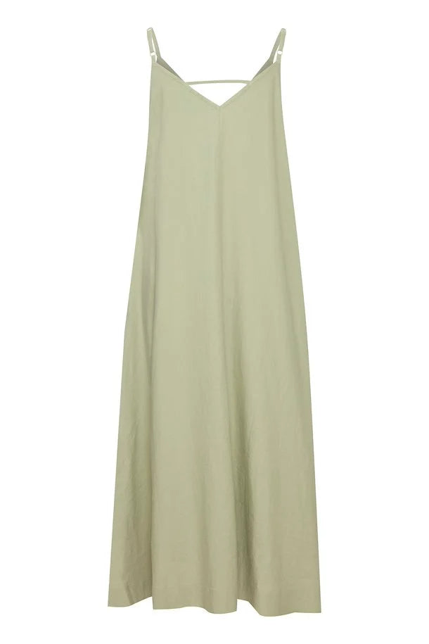 Robe longue kaki clair couleur thé fines bretelles boutique Luxembourg