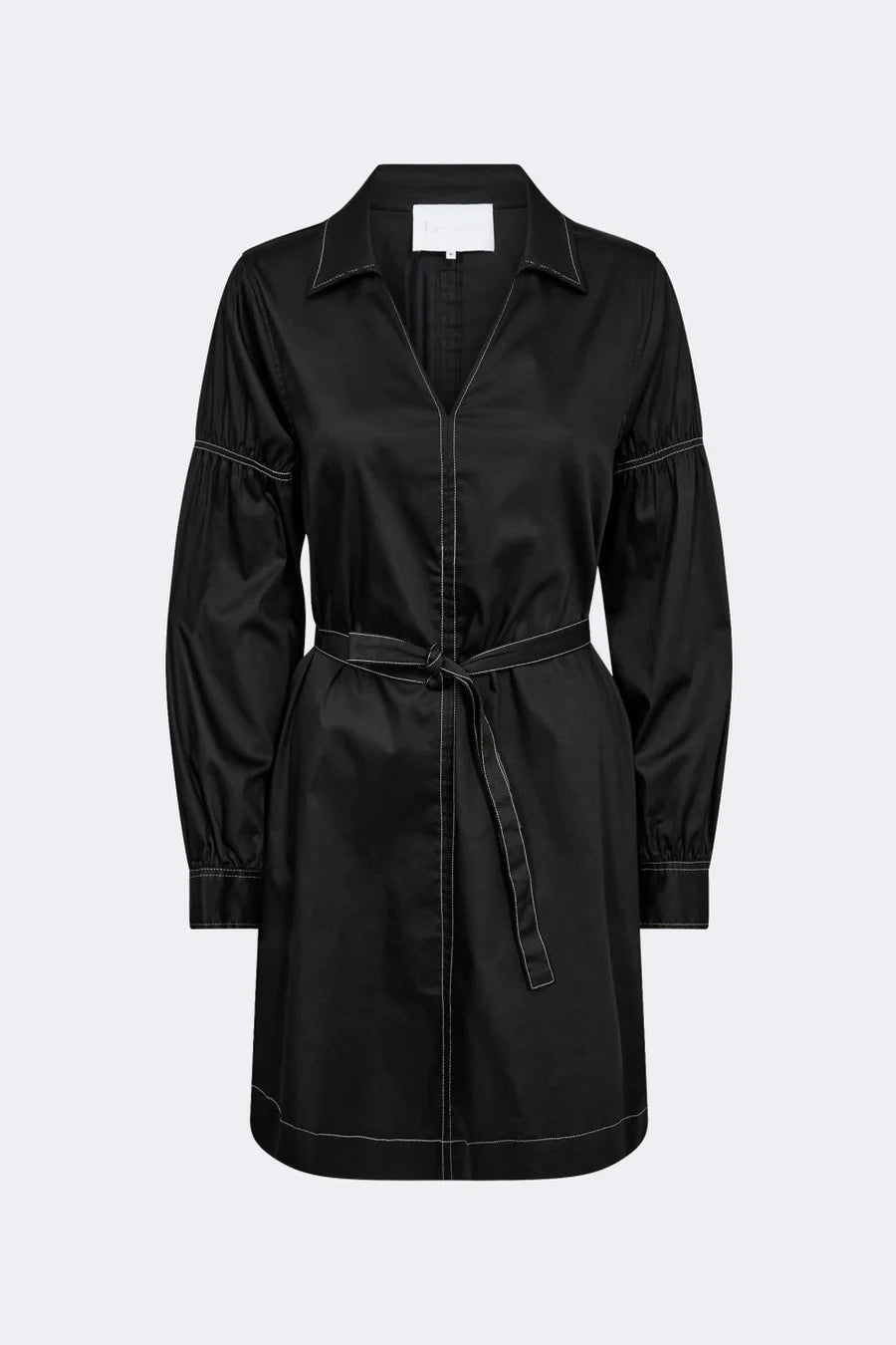 Robe courte noire avec surpiqures blanches leveteroom