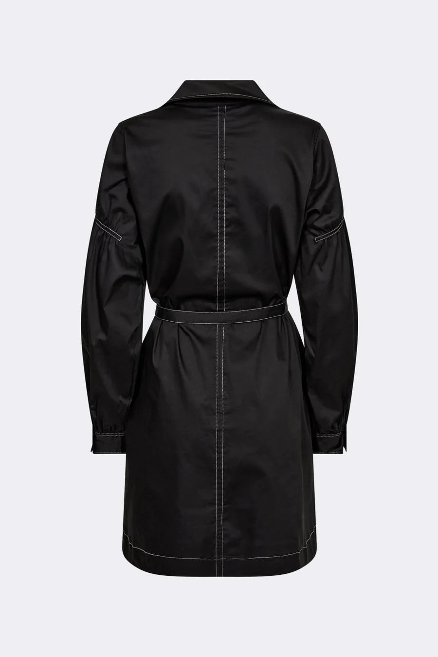 Robe noire col v coutures blanches levete room