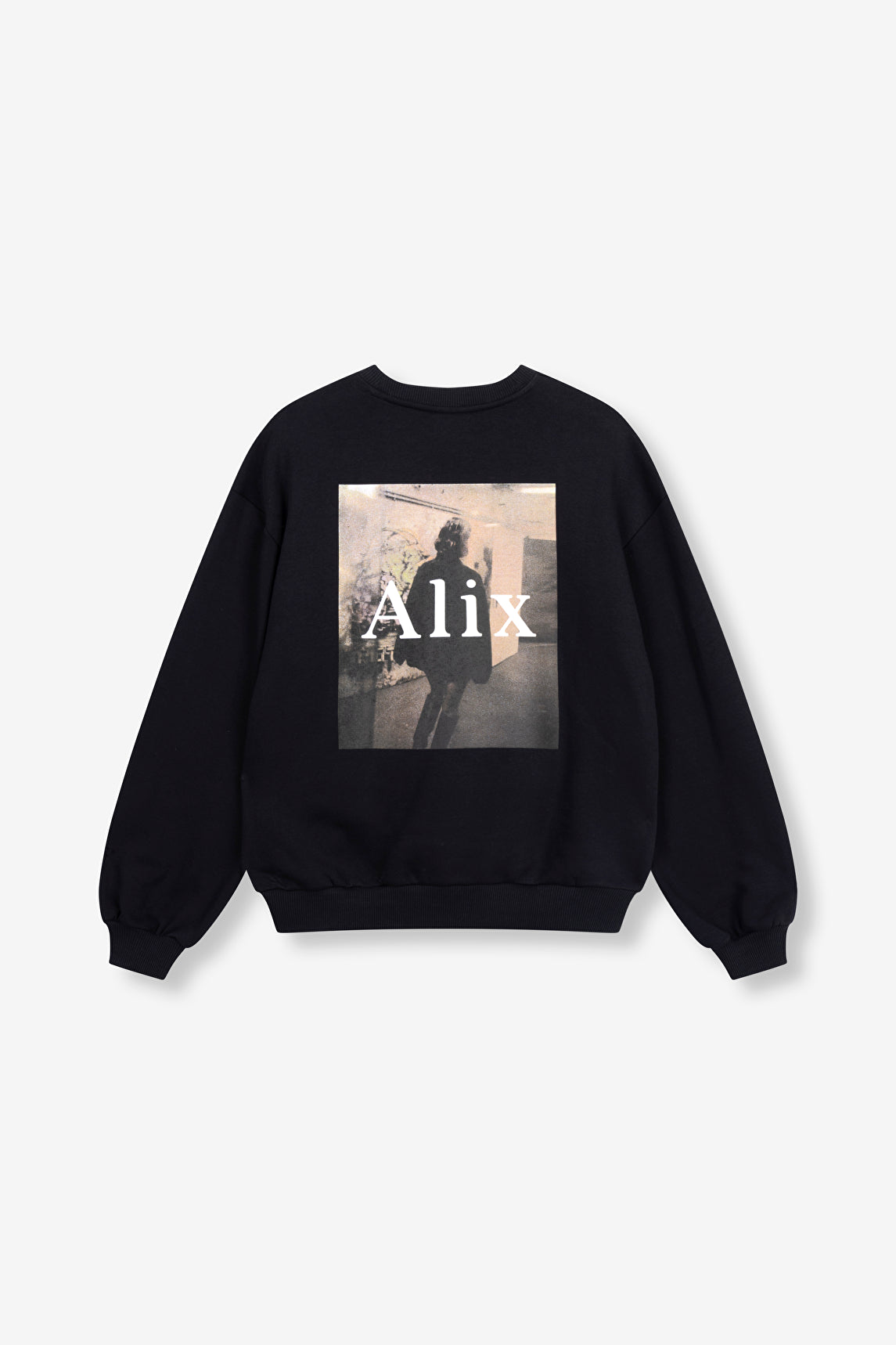 Sweat noir alix the label avec photoprint artistique au dos