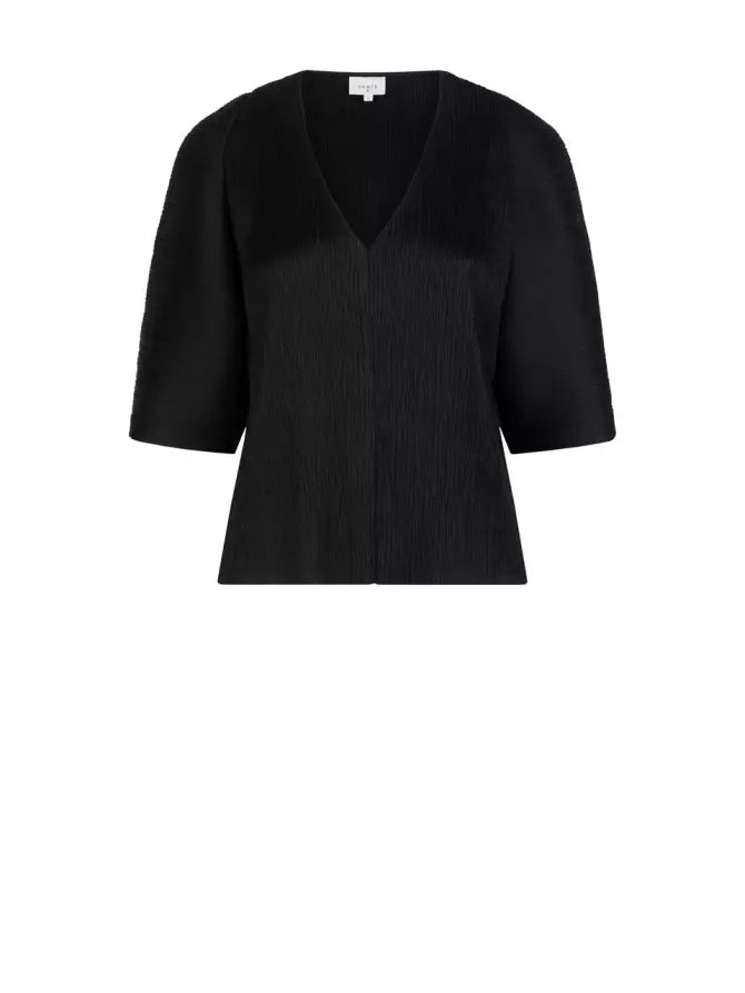 Top noir en tissu texturé boutique pour femmes en province de luxembourg, Belgique