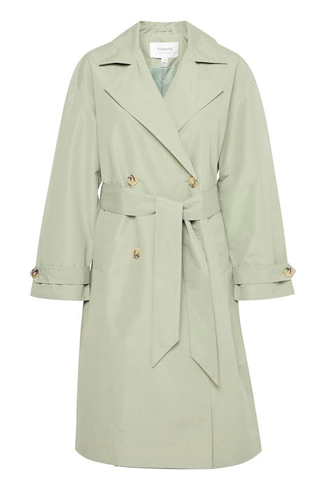 Trenchcoat long couleur kaki clair, magasin de vêtements pour femme en Belgique