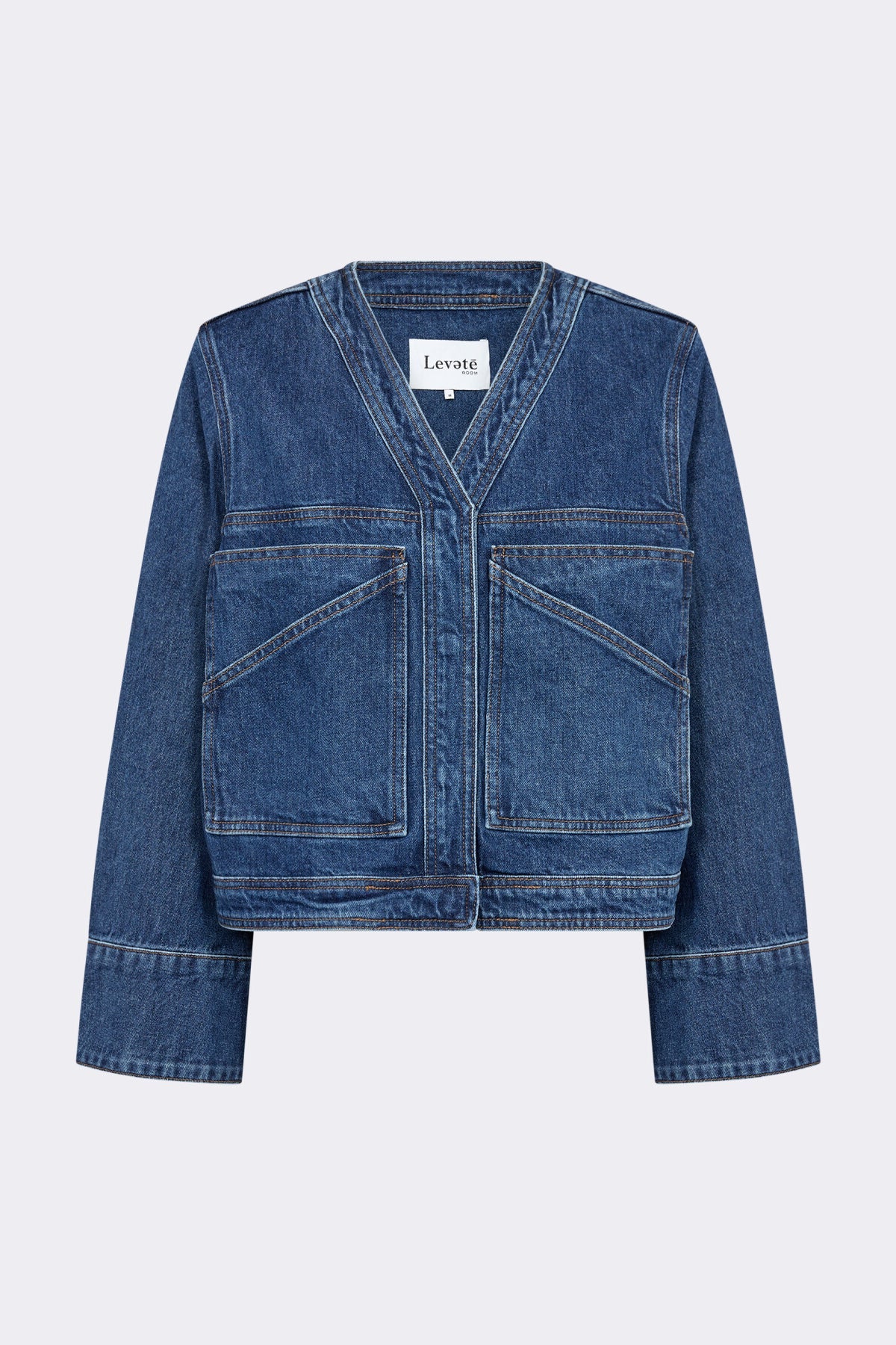 Veste en jean courte denim brut avec surpiqures, boutique pour femme Virton Belgique