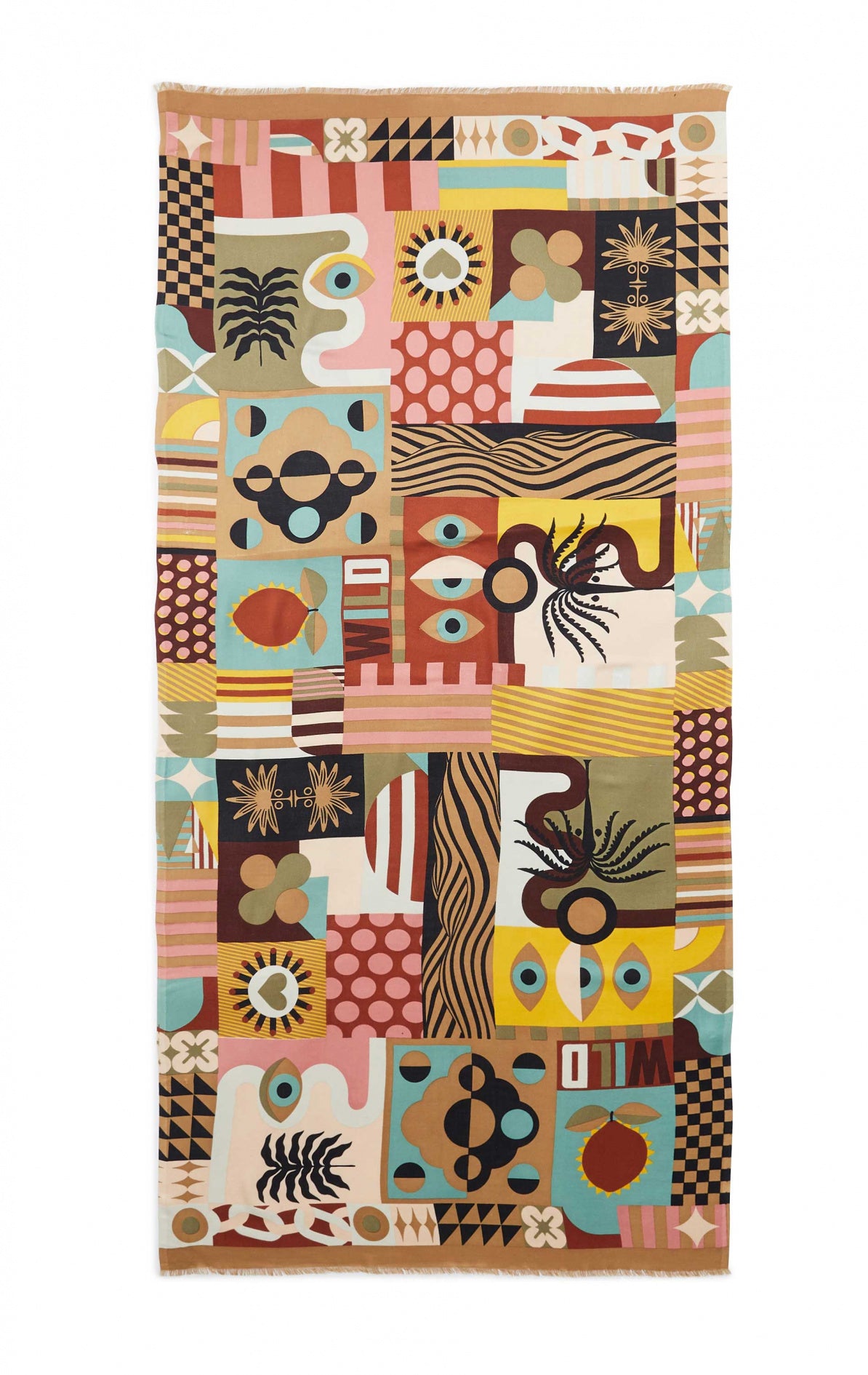 Grande étole à imprimé symboles de protection œil serpent femme