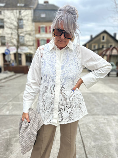 Chemise blanche avec dentelle boutique vêtements femme Belgique