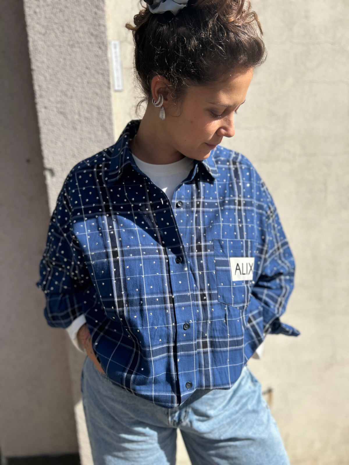 Blouse Studded Check