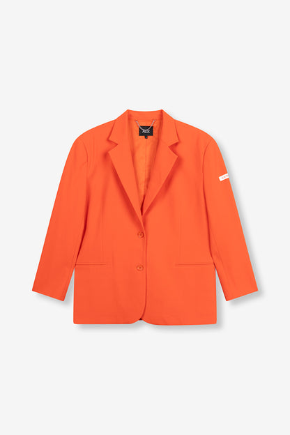 Blazer Flowy oversize orange Alix The Label - vue de face avec imprimé sur la manche