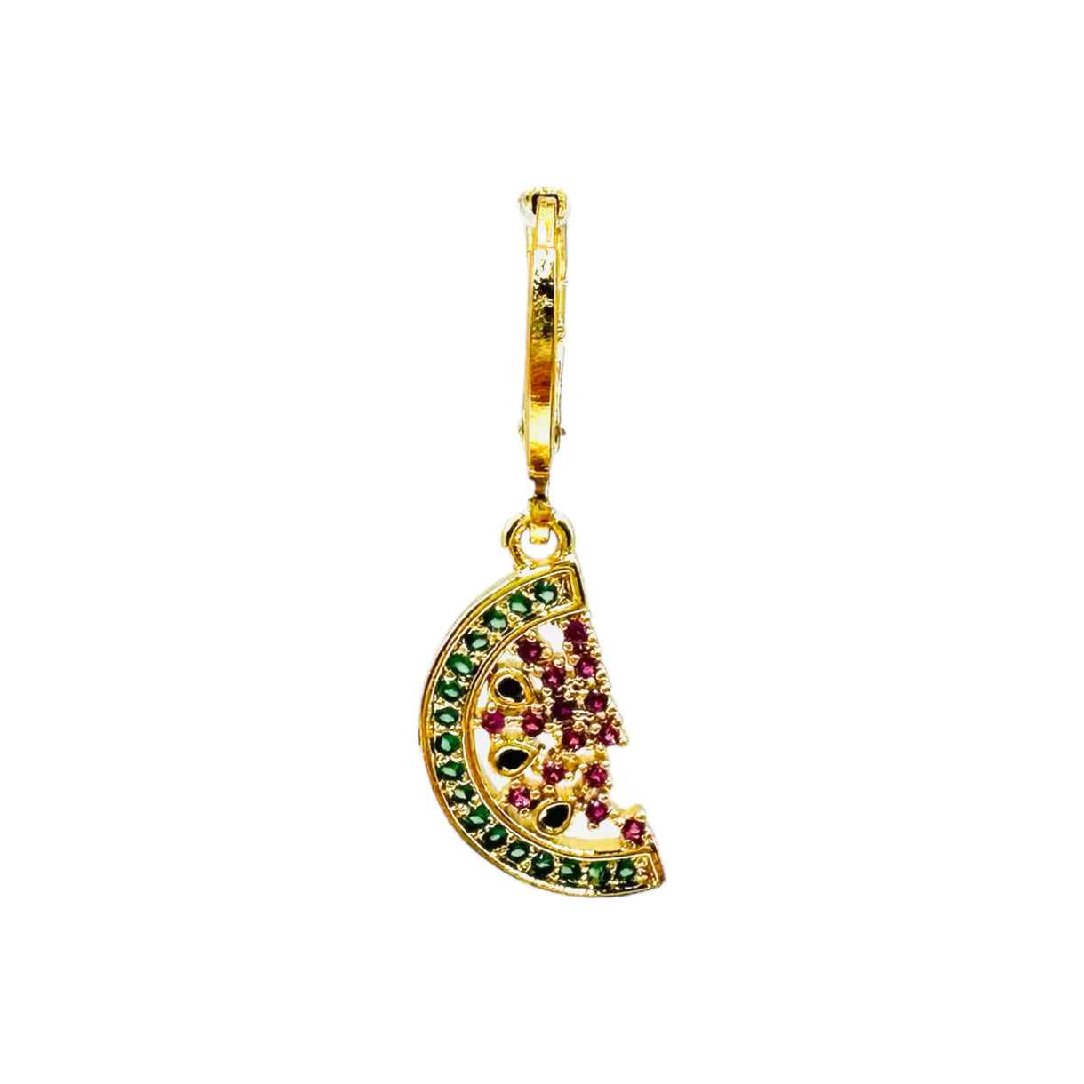 Boucle d'oreille pendante pastèque avec strass colorés