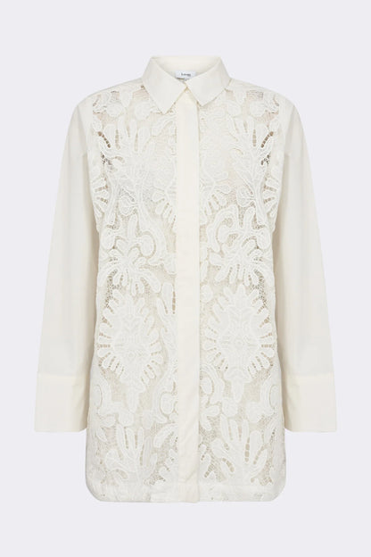 Chemise femme en coton blanc avec devant en dentelle Levete Room