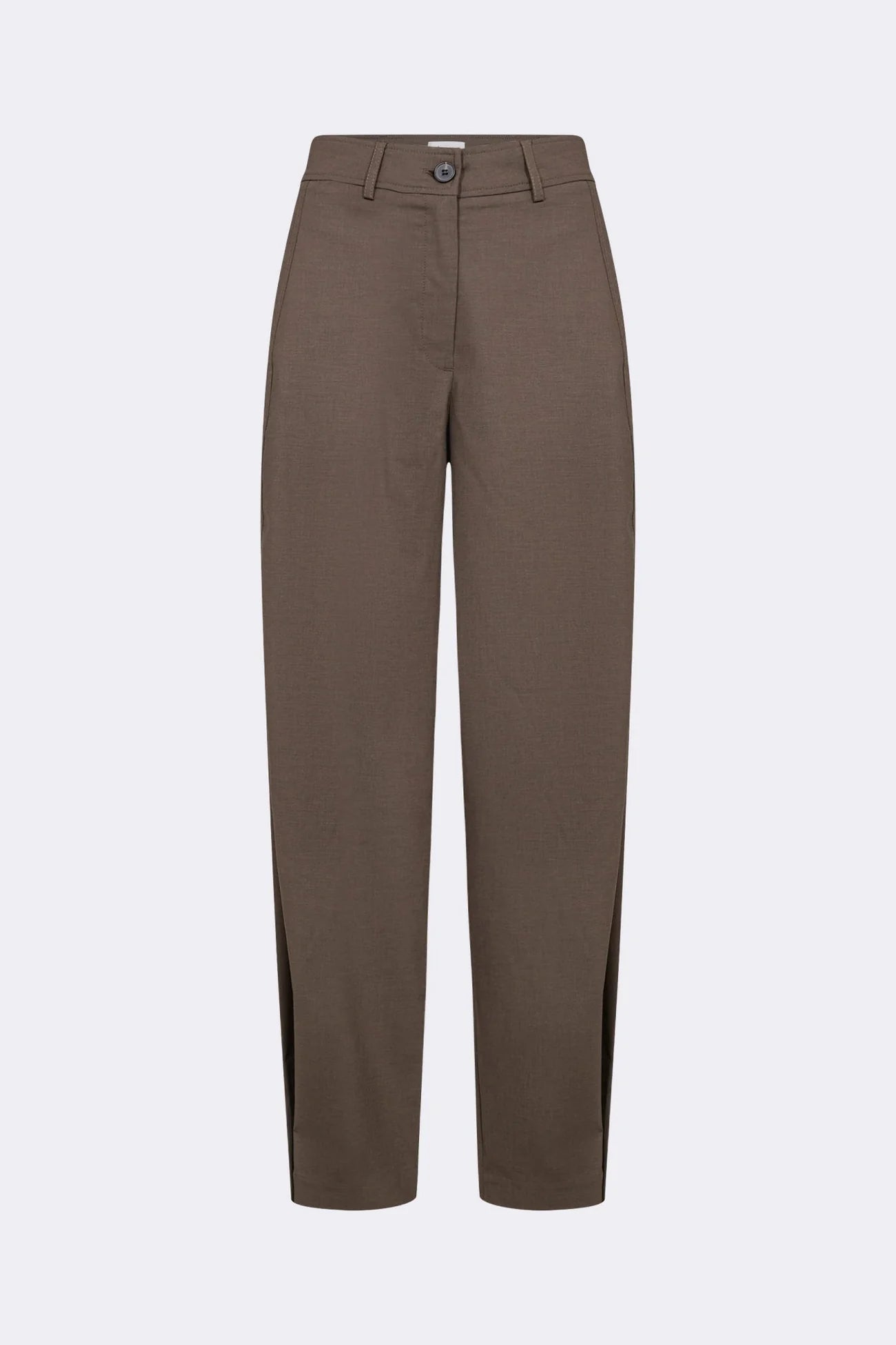 Pantalon brun avec bouton à la cheville pour femme, boutique prêt-à-porter à Virton, Luxembourg