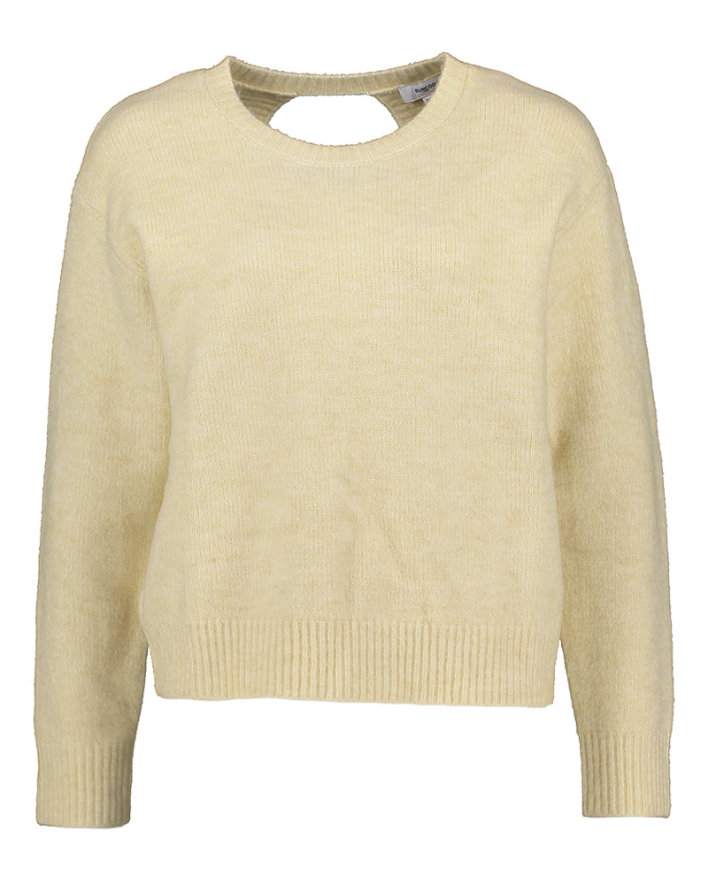 Pull Plamedi Suncoo vue de face, en maille écrue avec col rond et manches longues 