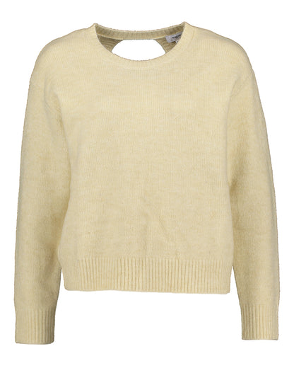 Pull Plamedi Suncoo vue de face, en maille écrue avec col rond et manches longues 