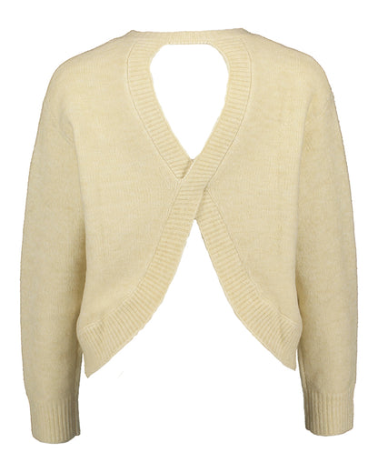 Pull Plamedi Suncoo vue de dos, détail croisé et ouverture élégante