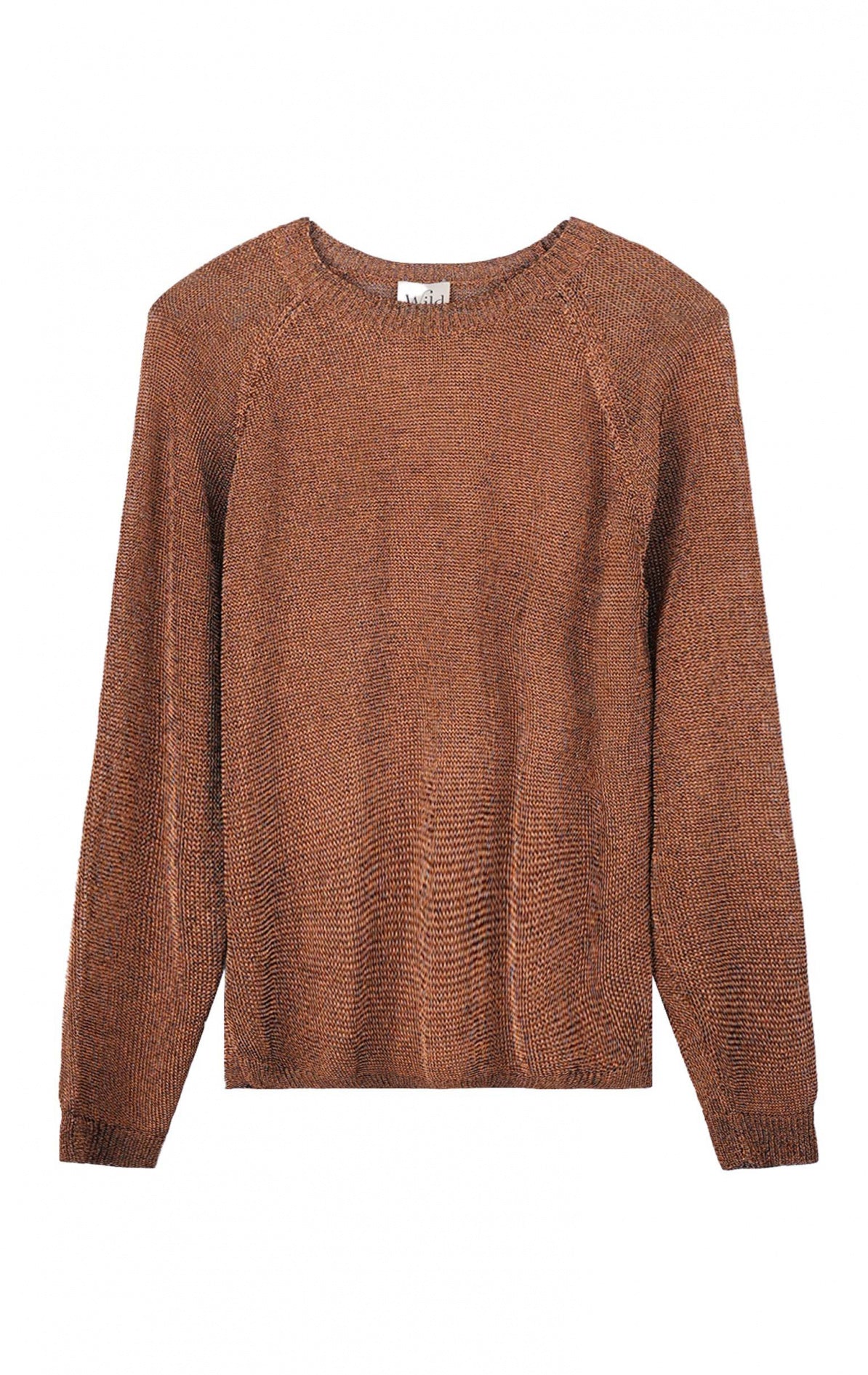 Pull en maille lurex cuivre, élégant et lumineux, coupe droite et col rond.