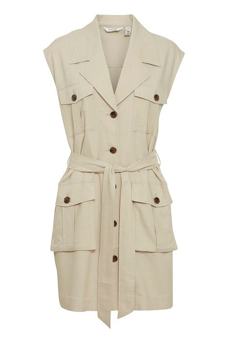 Robe beige avec poches et boutons Detina