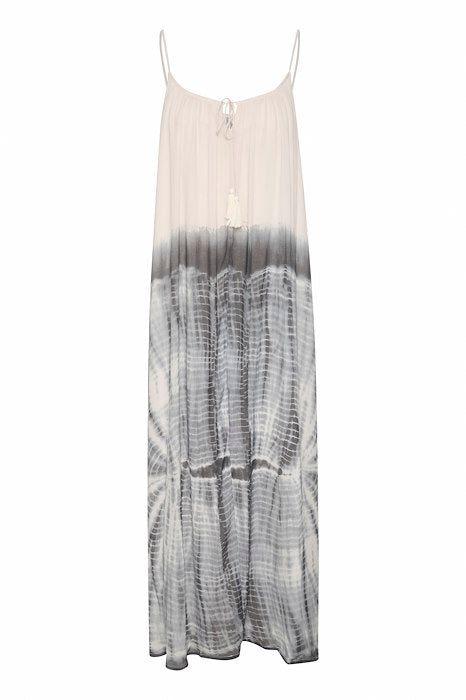 Robe longue blanc et gris tie and dye