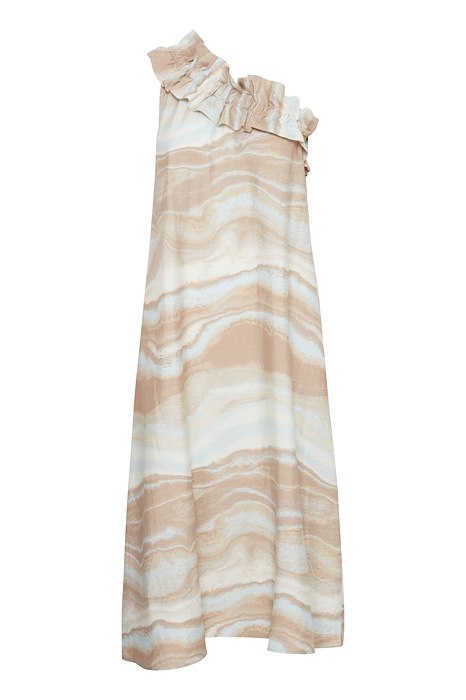 Robe longue One shoulder beige