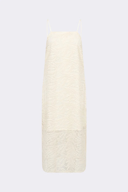 Robe écrue broderie et transparence Levete Room