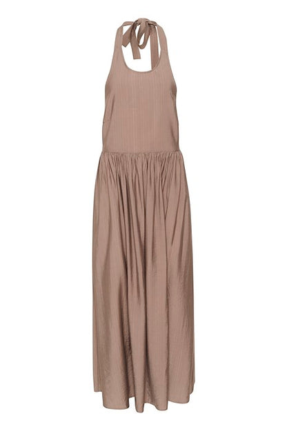 Robe longue dos nu couleur taupe Culture