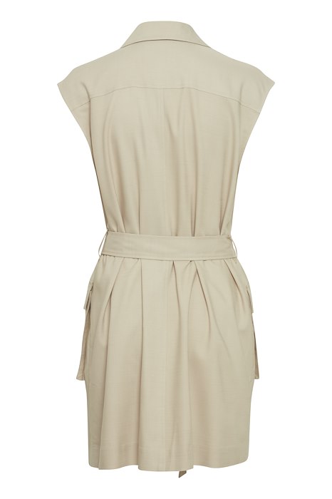 Robe beige en lin avec ceinture à la taille Byoung Detina