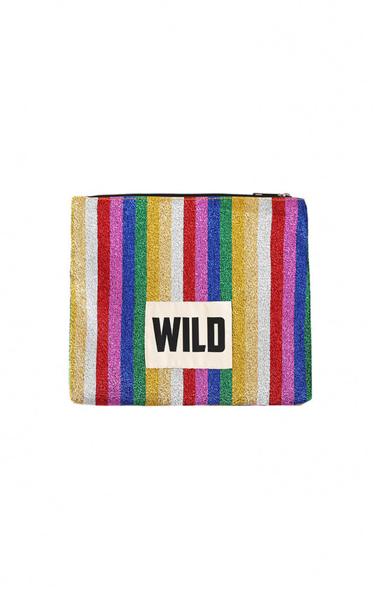 Sac pochette WILD lurex et rayures multicolores à pailettes ECLIPSO