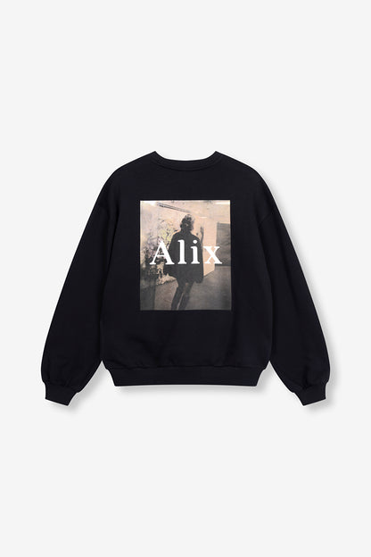 Sweat noir alix the label avec photoprint artistique au dos