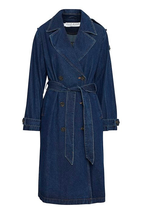 Trenchcoat en jean foncé pour femme, boutique vêtements Belgique Luxembourg