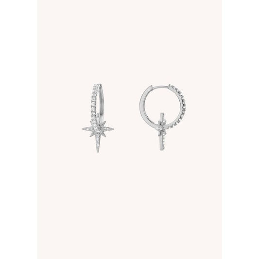 boucles d'oreilles argentées avec un pendentif étoile et des pierres fines bijoux province de luxembourg